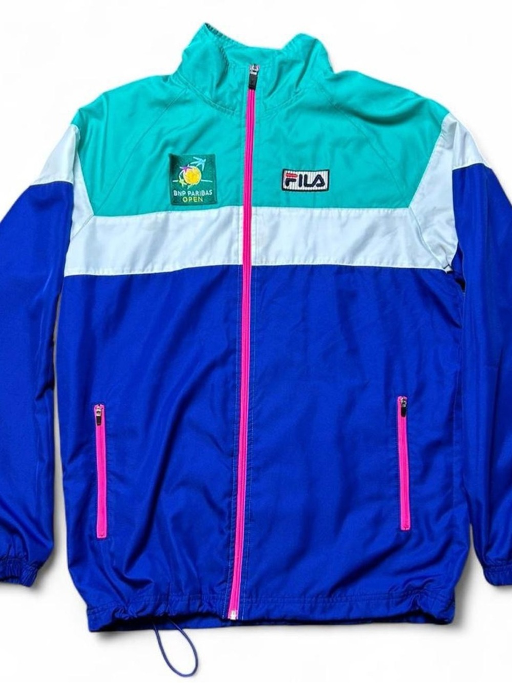 Fila BNP Paribas Open Windbreaker Mens XS Blue Vintage Tennis Jacket